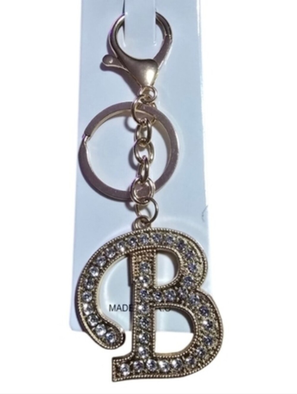 Gold Crystal 'B' Initial Keychain - Women Accessories - Picture 2 of 3